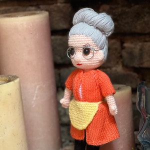 Granny Seamstress Custom Portrait Doll, Personalized Gift for Grandmother and Grandfather, Grandparent Toys Collection, Plush Art Doll Decor