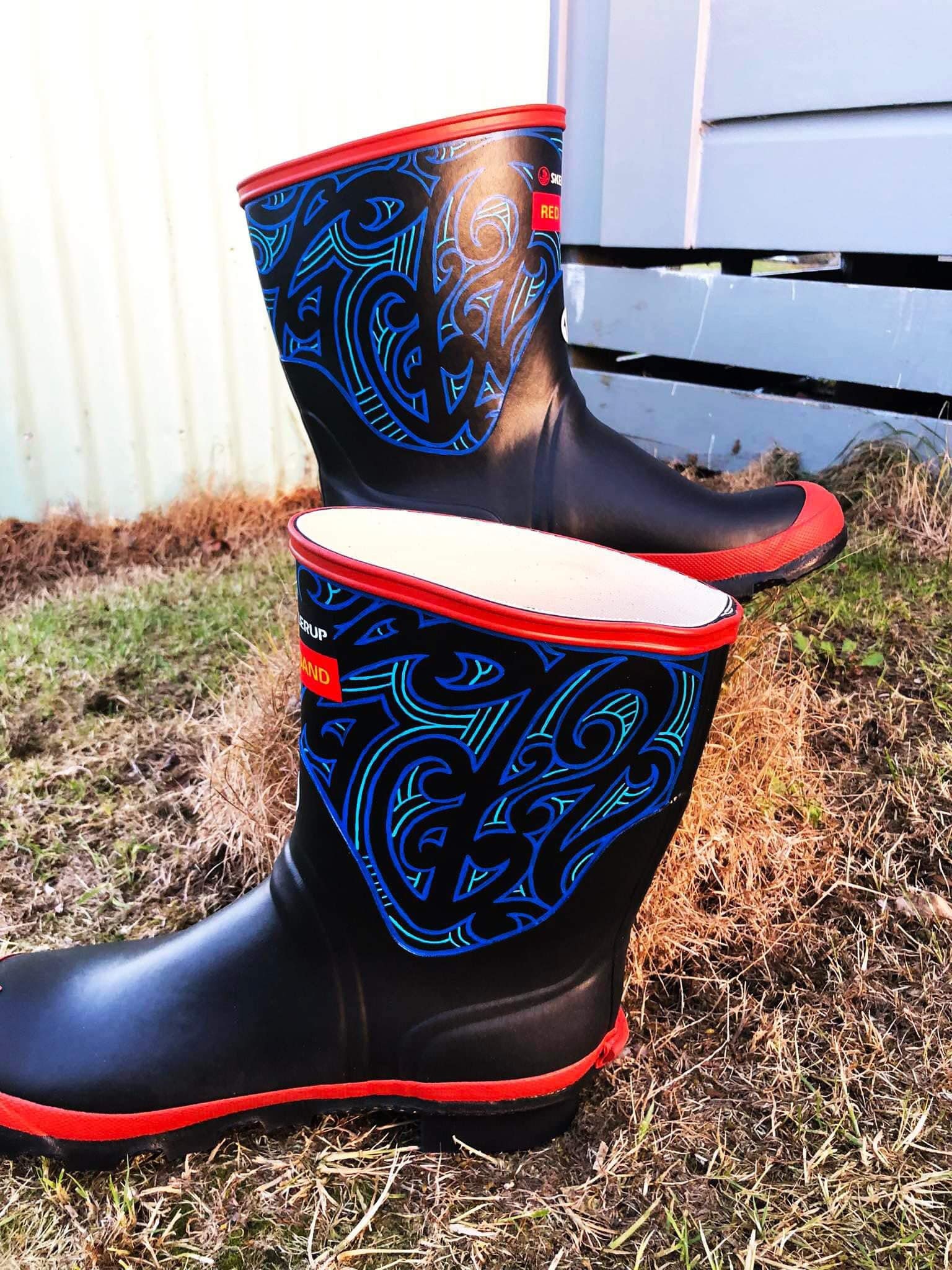 Maori inspired Hand painted Gumboots Whero Bands Custom Creations for Every Step Etsy