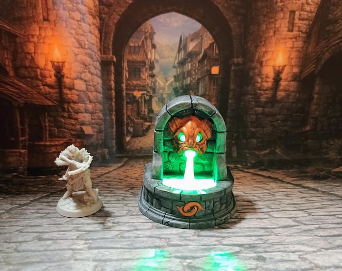 Fountain LED Fantasy Terrain | 3D Printed Scatter | Tabletop RPG DnD Daggerheart (UNPAINTED)