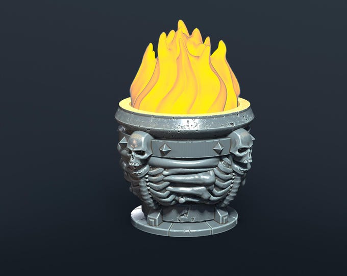 Skeleton Brazier with LED – Fantasy | 3D Printed Scatter | Tabletop RPG D&D | Daggerheart (UNPAINTED)