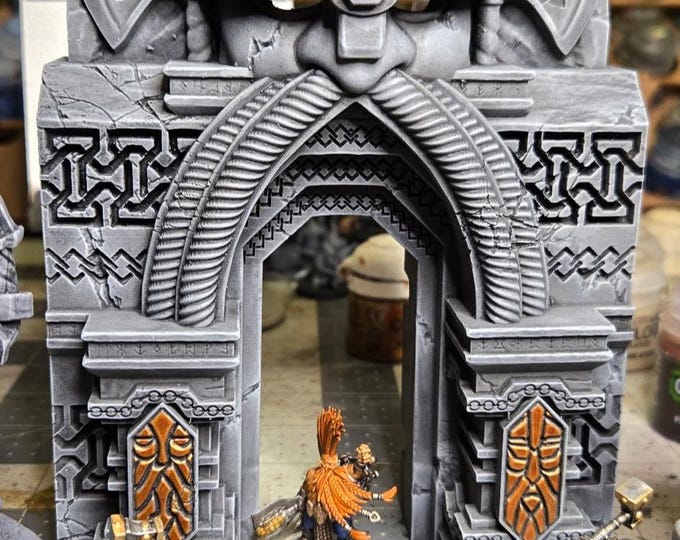 Dwarven Gate with LED – Fantasy | 3D Printed Scatter | Tabletop RPG D&D | Daggerheart (UNPAINTED)