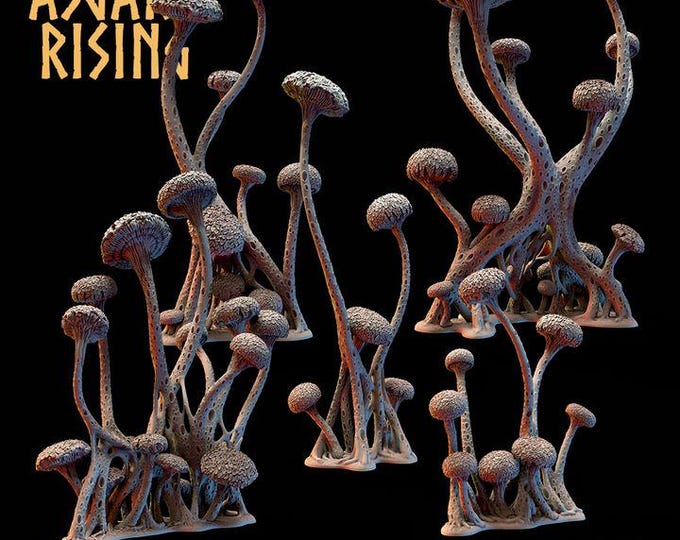 Amanita Fungi Forest Grove Terrain | Unpainted Resin Mushroom Scatter | Fantasy RPG Diorama