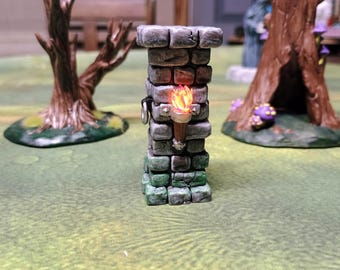 LED Torch Pillar | Glowing Resin Dungeon Prop | D&D, Pathfinder, Daggerheart (UNPAINTED)