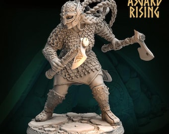 Aidda the Brave Alternative 54mm Resin Miniature | Asgard Rising Shield Maiden for DnD & Daggerheart | Unpainted