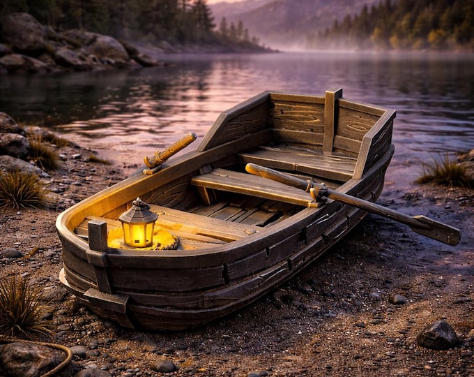Rowboat LED – Fantasy | 3D Printed Scatter | Tabletop RPG D&D | Daggerheart (UNPAINTED)