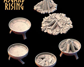 Bonfires and Hearths Resin Terrain | Asgard Rising DnD Campfire Scatter | Unpainted Physical Print