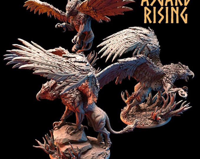 Griffins by Asgard Rising Resin Monster Miniatures for Dungeons and Dragons and other TTRPG ( ships unpainted and un assembled)