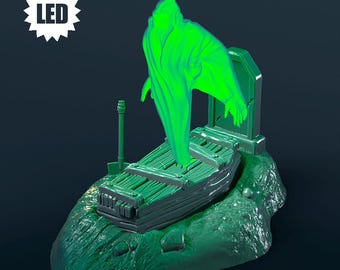 LED Emerging Spirit Resin Terrain, Light-Up Ghost Miniature, Moonshine Miniatures 32mm DnD Pathfinder, Unpainted