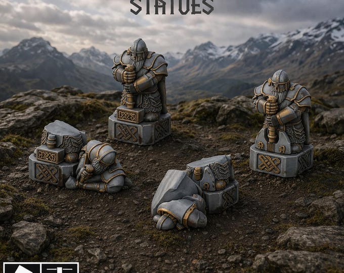 The Karak Azgara Dwarven Statues | 3D Printed Scatter | Tabletop RPG D&D | Daggerheart (UNPAINTED)