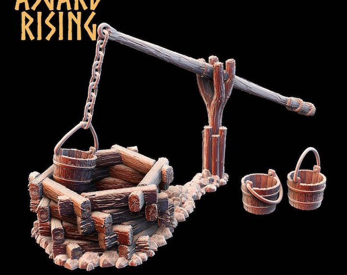 Large Village Well Terrain | Interactive DND Scatter | Fantasy Town Well | Resin RPG Terrain | Medieval Scenery | Unpainted