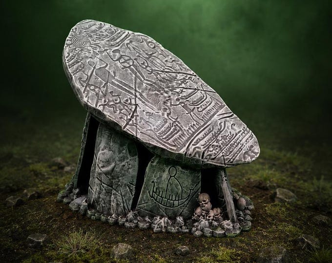 Megalithic Dolmen Tombstone Terrain | DND Scatter Terrain | Tabletop RPG Scenery | Fantasy Graveyard |  Unpainted Resin Terrain