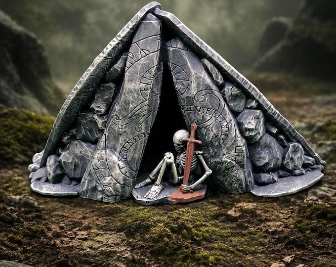 Ancient Tomb Entrance Terrain | DND Dungeon Scatter | Fantasy Ruins | Resin RPG Terrain | Tabletop Scenery | Graveyard Entrance Unpainted