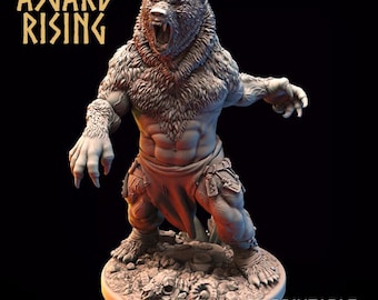Werebear Miniature | Berserkir Shapeshifter | DND Monster Mini | Fantasy Resin Miniature | Tabletop RPG Figure | Unpainted