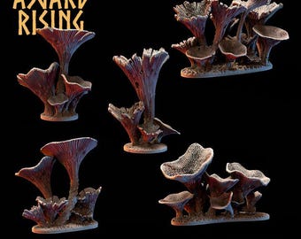 Craterellus Fungi Forest clump Terrain | Unpainted Resin Mushroom Scatter | Fantasy RPG Diorama