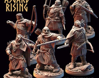 Viking Rangers Resin Miniatures | Asgard Rising 32mm Archers for DnD, Pathfinder & Daggerheart | Unpainted