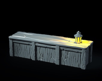 Bar Counter with LED – Fantasy | 3D Printed Scatter | Tabletop RPG D&D | Daggerheart (UNPAINTED)