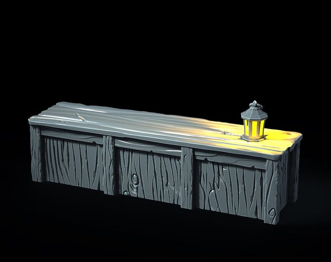 Bar Counter with LED – Fantasy | 3D Printed Scatter | Tabletop RPG D&D | Daggerheart (UNPAINTED)