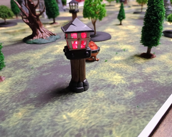 3D Printed Lamp Post with LED – Fantasy RPG Terrain (Unpainted)