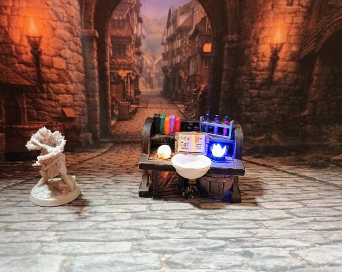 Alchemist Table  LED Fantasy Terrain | 3D Printed Scatter | Tabletop RPG DnD Daggerheart (UNPAINTED)