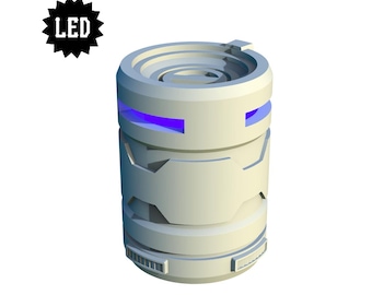 LED Sci-Fi Barrel Resin Terrain, Light-Up Cargo Scatter, Moonshine Miniatures 32mm Wargame, Unpainted