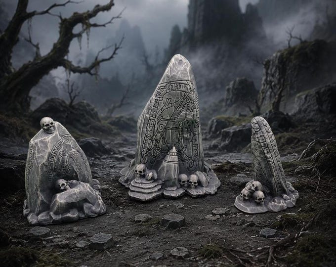 Rune Stone Terrain Set – | DnD, Daggerheart, Pathfinder Terrain | 32mm Tabletop Scenery | Unpainted Resin