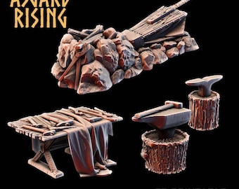 Blacksmith Forge Terrain | DND Town Scatter | Fantasy Smithy Scenery | Resin Tabletop Terrain | Medieval Workshop | Unpainted