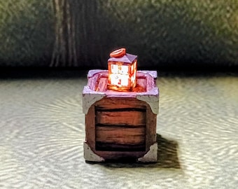 Lantern on a  Crate LED Fantasy Terrain | 3D Printed Scatter | Tabletop RPG DnD Daggerheart (UNPAINTED)