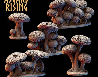 Amanita Fungi Forest clump Terrain | Unpainted Resin Mushroom Scatter | Fantasy RPG Diorama