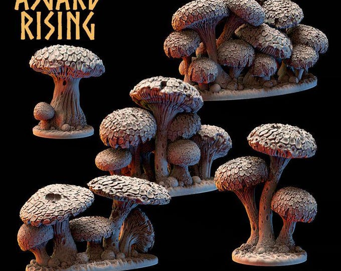 Amanita Fungi Forest clump Terrain | Unpainted Resin Mushroom Scatter | Fantasy RPG Diorama