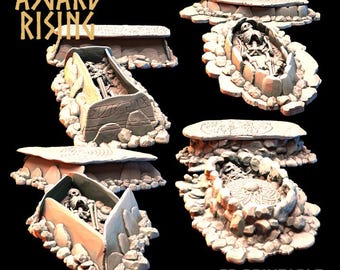 Ancient Grave Terrain – Gothic RPG Scatter | DnD, Daggerheart Terrain | 32mm Tabletop Scenery | Unpainted Resin