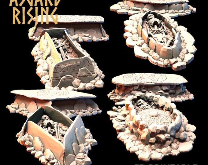 Ancient Grave Terrain – Gothic RPG Scatter | DnD, Daggerheart Terrain | 32mm Tabletop Scenery | Unpainted Resin