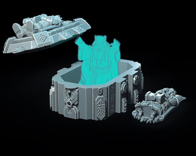 Tomb of the dwarf king with LED – Fantasy | 3D Printed Scatter | Tabletop RPG D&D | Daggerheart (UNPAINTED)