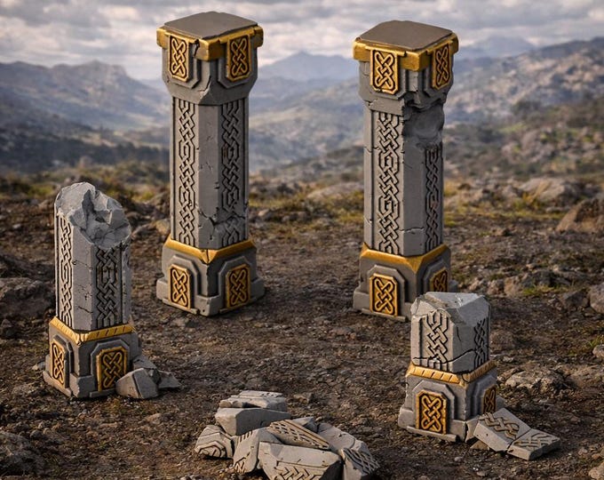 The Karak Azgara Giant Dwarven Pillars| 3D Printed Scatter | Tabletop RPG D&D | Daggerheart (UNPAINTED)