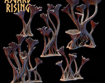 Craterellus Fungi Forest Grove Terrain | Unpainted Resin Mushroom Scatter | Fantasy RPG Diorama