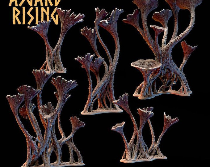 Craterellus Fungi Forest Grove Terrain | Unpainted Resin Mushroom Scatter | Fantasy RPG Diorama