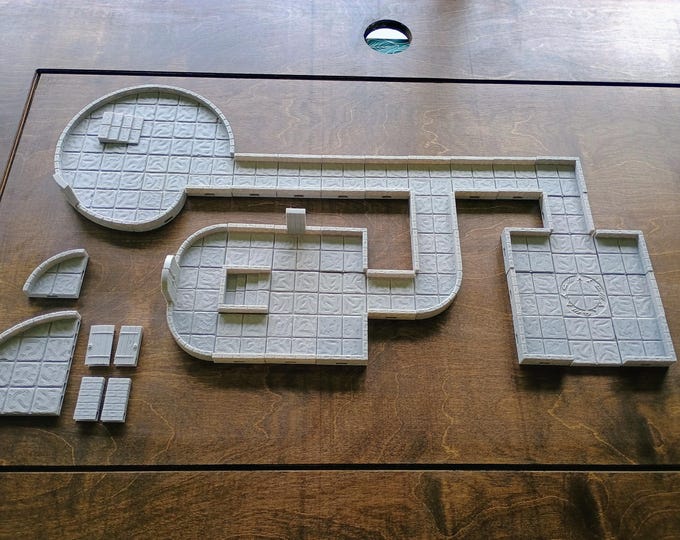3D Printed DnD Terrain Tiles: 50-Piece OpenLOCK Dungeon Set (UNPAINTED)