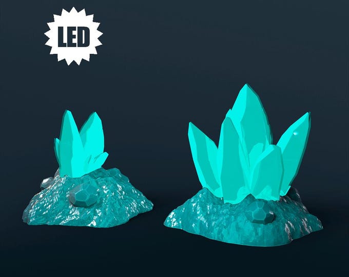 Crystal Ore set LED Fantasy Terrain | 3D Printed Scatter | Tabletop RPG DnD Daggerheart (UNPAINTED)