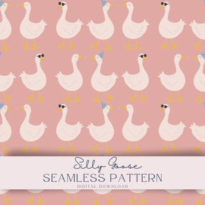 Silly Goose Seamless Pattern, silly goose png, goose on the loose, cottagecore pattern, commercial use, fabric pattern, digital download