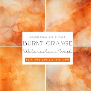 Burnt orange Watercolor Wash Texture, Abstract Background, Brush Strokes, Neutral Minimalist Textures, Water Colour Textures