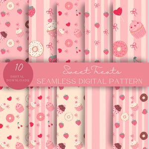 Candyland naadloos patroon, digitaal papier, snoepjespatroon voor scrapbooking, afdrukbaar naadloos ontwerp, jpg, stoffenpatroon