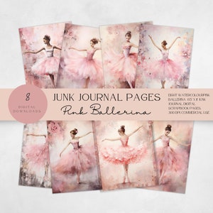 Printable Scrapbook Kit | Vintage Ephemera | Pink Ballerina Junk Journal Kit | Digital Download | Ballet Junk Journal Kit | Tutu Dress