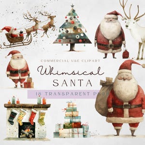 Clipart Père Noël scandinave | Père Noël original | Clipart Père Noël | Personnages de Noël mignons | Père Noël fantaisiste PNG | Téléchargement instantané