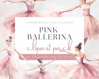 Pink Ballerina Clipart | Swan Lake Clipart | Tutu Dress | Watercolor Ballerina Clipart | Digital Paper Craft And More | Commercial Use