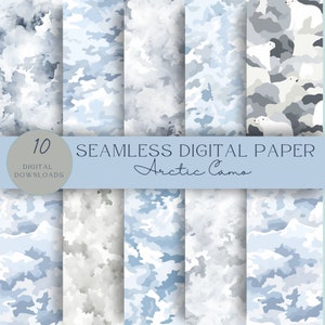 Seamless Pattern Snow Camo | Digital Paper Pack | Arctic Camo | Seamless Designs | Printable Art | Commercial Use