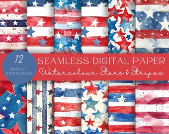 LGB 星旗柄 7月4日のシームレスパターン：星条旗柄生地（デジタルダウンロード
