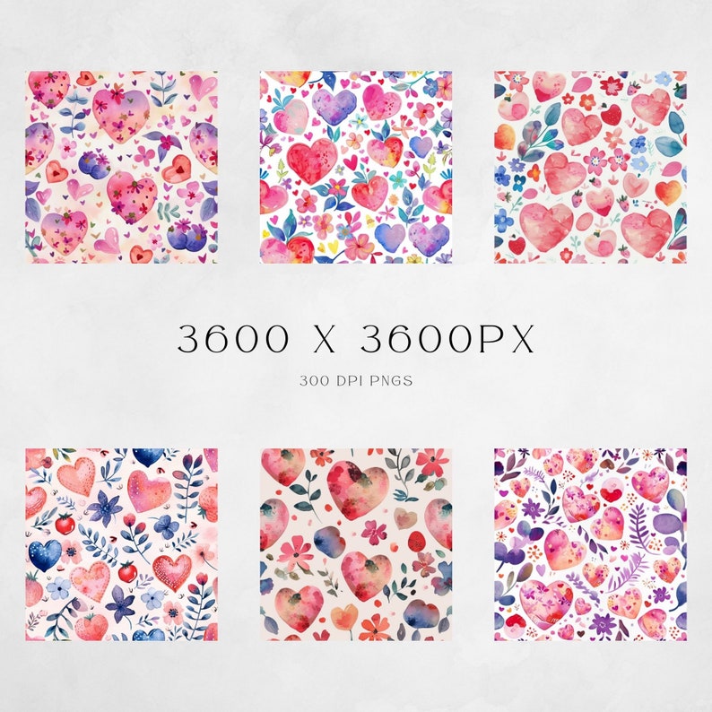 Watercolor Floral Heart Seamless Pattern | Heart Pattern Png | Floral ...