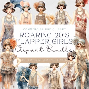 Roaring 20s Vintage Flapper Girl Clipart | Charleston clipart | Instant Download | 1920s Png | Soft Girl Era | Digital Download