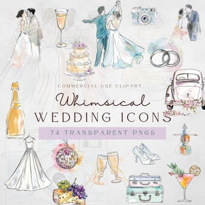 Lot de cliparts pour réception de mariage | Chronologie des icônes mariage | Faire-part de mariage | Clipart carte de mariage | Graphique d'itinéraire de mariage