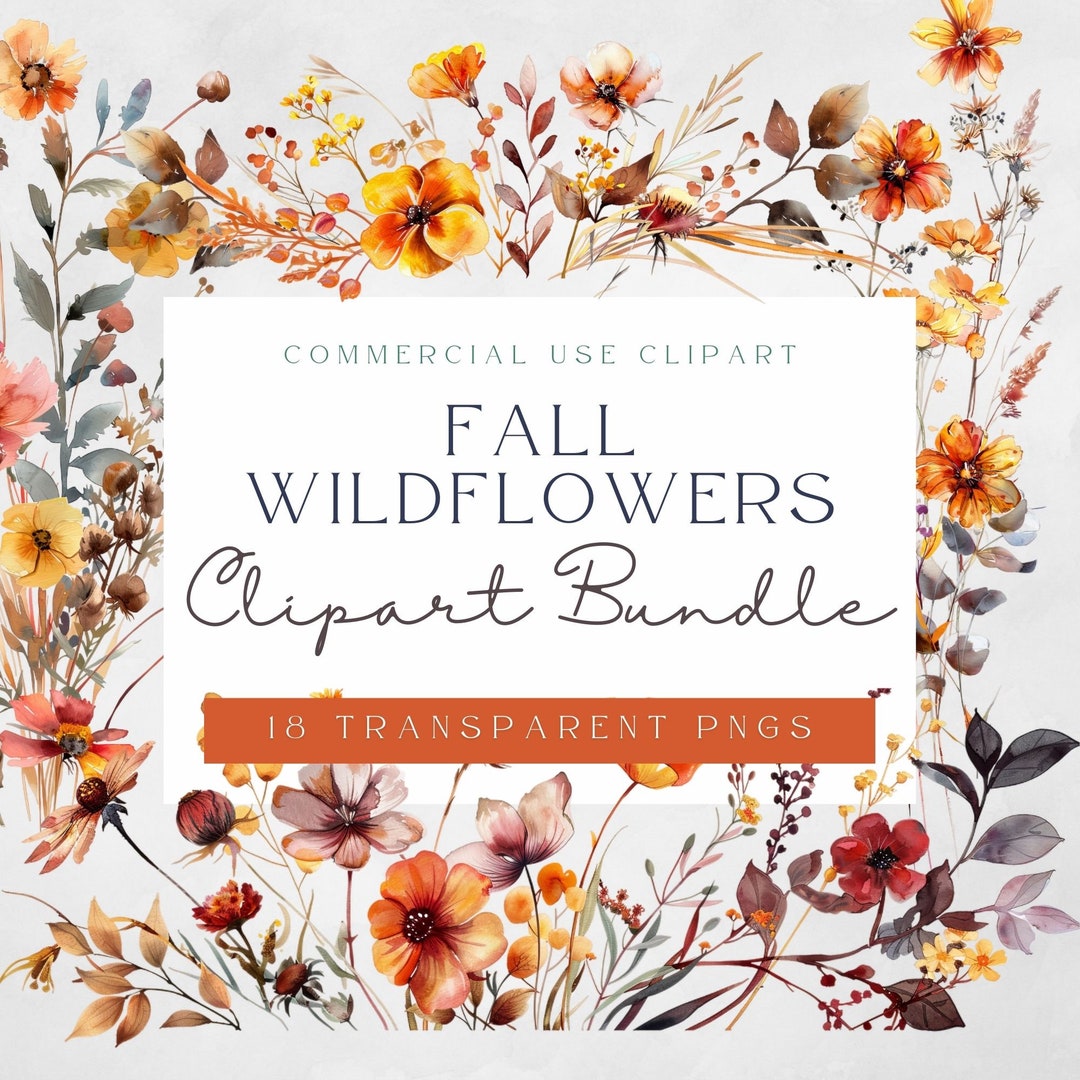 Fall Wildflowers Floral Clipart | Moody Florals | Boho Clipart | Fall ...