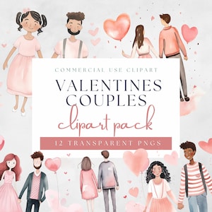 Whimsical Couples Clipart Bundle, Watercolor Doodle, Transparent PNG, Instant Download, Scrapbooking, Junk Journal, Commercial Use